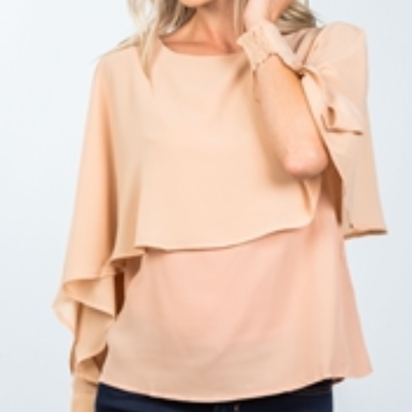 CAPE SLEEVE LAYERED BLOUSE - Picture 1 of 5